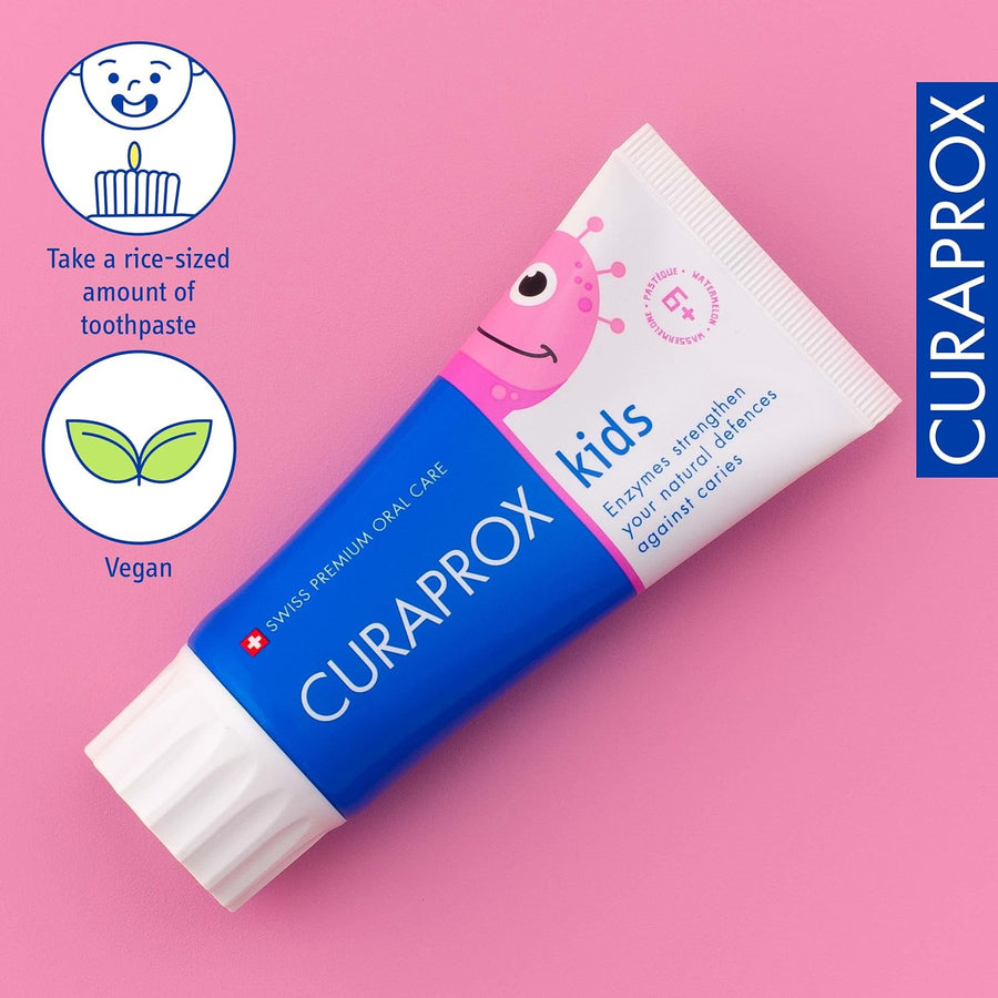 Curaprox Kids 6 + Years Toothpaste, Watermelon, 60ml. 1,450 ppm Fluoride.