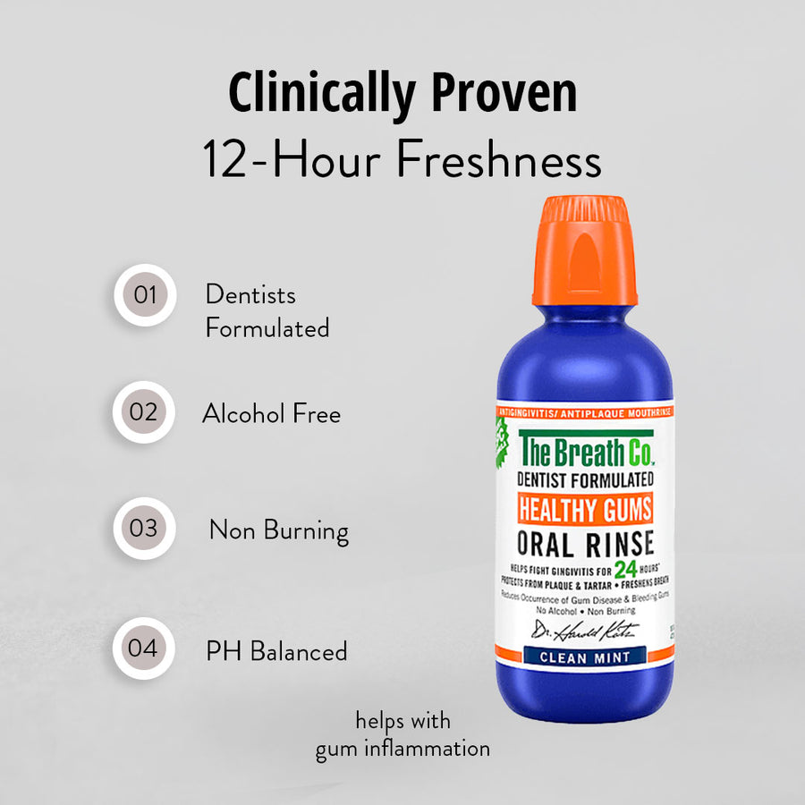 The BREATH Co Fresh Breath MouthRinse, Clean Mint Flavor, Healthy Gums (500 ml)