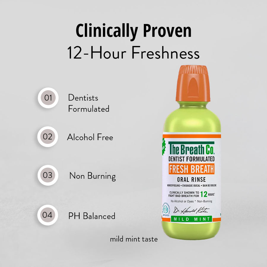 The BREATH Co Fresh Breath MouthRinse, Mild Mint Flavor, Healthy Gums (500 ml)