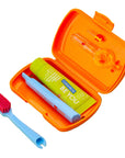 Curaprox Travel-Set Orange. Set includes Travel Toothbrush CS 5460, 10ml Be You Toothpaste, Interdental Brush CPS prime 07, CPS prime 09.